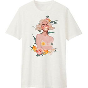 Áo T-shirt Unisex DOTILO FLOWER GIRL B - d201a