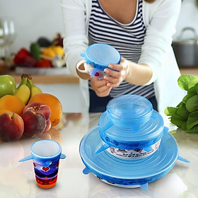 Mua BỘ 6 NẮP ĐẬY THỰC PHẨM SILICONE - Màng Bọc Thực Phẩm Silicon Che Đậy Thức Ăn  Hoa Quả- HENRYSA