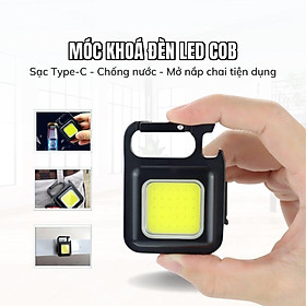 Móc Chìa Khoá Đèn Pin Đa Năng LED COB Siêu Sáng Tích Hợp Mở Bia, Chống Nước, Dùng Pin Sạc USB, Có Nam Châm Đính Kèm