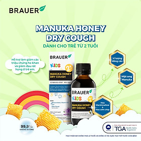 Siro hỗ trợ giảm ho cho trẻ từ 2 tuổi Brauer Manuka Honey Úc giảm ho, ngứa và rát cổ họng, làm mát và dịu cổ họng, tăng sức đề kháng - OZ Slim Store