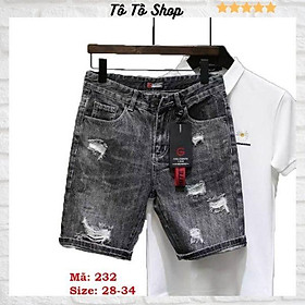 Quần Sọt Nam ️️ Quần Short Jean Nam Đen Phối Rách Chất Bò Cao Cấp Chuẩn Hàng Shop Tô Tồ Shop - QSJNM232