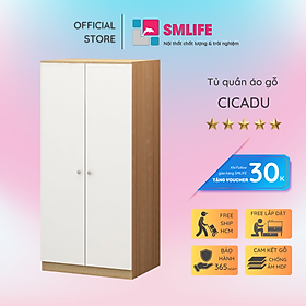 Tủ quần áo gỗ hiện đại SMLIFE Cicadu | Gỗ MDF dày 17mm chống ẩm | D80xR55xC170cm