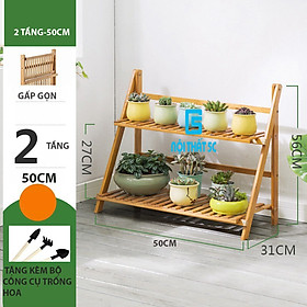 Kệ để chậu hoa cây cảnh gỗ tre gấp gọn đa năng nhiều tầng 2 3 4 tầng để trong nhà ngoài trời sân vườn ban công tiện lợi
