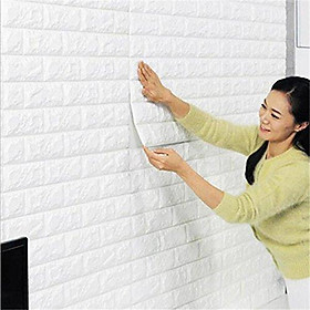 10 Tấm Xốp Dán Tường Giả Gạch Màu Trắng Dày 4mm Khổ 70X77 Cm Chịu Lực, Chịu Nước, Chống Ẩm Mốc Loại Cao Cấp 