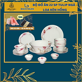 Mua Bộ đồ ăn 22sp Tulip Ngà Loa Kèn Hồng hàngđẹp  bằng sứ  cao cấp dùng trong gia đình  đãi khách  tặng quà người thân