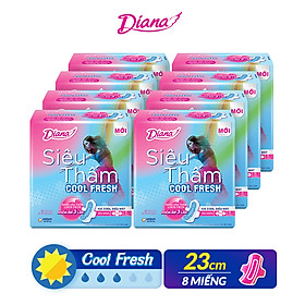 Bộ 8 Băng vệ sinh Diana siêu thấm cool fresh siêu mỏng cánh 08 miếng