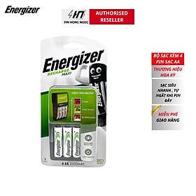 Bộ sạc Energizer Charger kèm 4 pin Ener AA 2000mAh, tự ngắt sạc (CHVCM4) ( Mẫu mới)