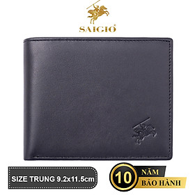 Ví Nam Cao Cấp, Da Bò NAPA Láng Mịn, Mỏng Nhẹ, Size Trung, Kiểu Cổ Điển Tinh Tế - Sang Trọng, Dáng Ngang - Gập 2, Nhiều Ngăn Để Tiền Và Giấy Tờ Tiện Dụng - Hàng Chính Hãng SAIGIO