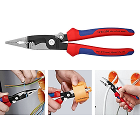 Kìm Lắp Điện 6 Chức Năng Knipex 13 92 200 Tích Hợp Lò Xo Tự Mở Miệng Cắt & Tay Cầm Nhựa Êm - Sản Xuất Tại Đức