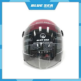 Mũ Bảo Hiểm 3 4 Blue Sea Màu Hồng Đậm Sơn Bóng Có Kính Chắn Gió Cao Cấp