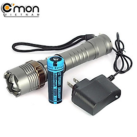 Mua Bộ 1 đèn pin siêu sáng C MON DEFEND XML-T6 + 1 pin sạc + 1 cục sạc (xanh dương)