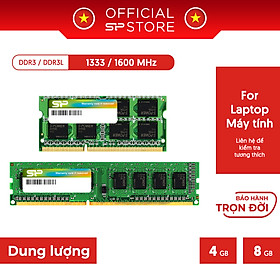 Mua Ram Laptop/Máy tính Silicon Power DDR3 4GB/8GB Bus 1333Mhz/1600Mhz- Hàng chính hãng