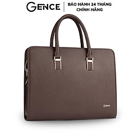 Cặp xách nam công sở gence da bò mill mềm, túi xách nam da bò khóa số cao cấp cts13 màu nâu | hàng chính hãng