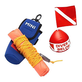 Underwater Scuba Diving Snorkeling Inflatable Buoy Float Signal Diver Down Flag with Surface Buoy Marker + Yellow Line