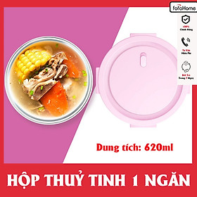 Hộp Thuỷ Tinh Tròn 620ML- Hộp Canh Cơm Văn Phòng 1 Ngăn - Chịu Nhiệt, Chống Tràn - Dùng Được Cho Lò Vi Sóng