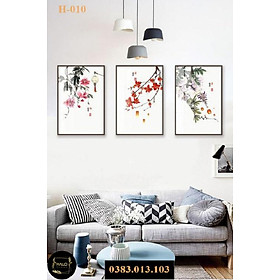 Mua Bộ 3 Tranh Gương Cành Hoa Sơn Dầu – (H-010)