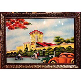 Mua Tranh sơn mài Chợ Bến Thành -SM255
