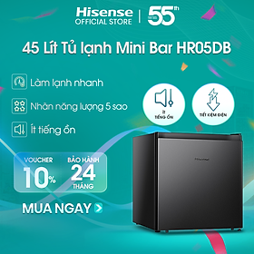 Tủ lạnh Mini Bar Hisense 45 Lít HR05DB tiết kiệm điện, thiết kế gọn nhẹ, bảo hành 24 tháng - HÀNG CHÍNH HÃNG