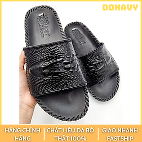 Dép quai ngang nam da bò thật 100% DONAVY cao cấp in vân cá sấu nổi bật thời trang DONAVY.CSL