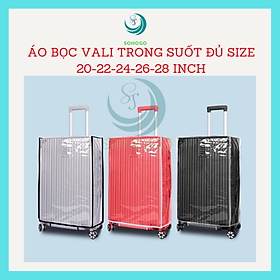 Áo bọc vali trong suốt, nhiều size- CHỌN SIZE+ Tặng kèm thẻ đeo hành lý, mẫu ngẫu nhiên- Bao trùm vali chống trầy xước đủ cỡ 18- 20-22-24-26-28-30 inch
