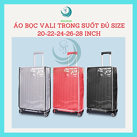 Áo bọc vali trong suốt, nhiều size- CHỌN SIZE+ Tặng kèm thẻ đeo hành lý, mẫu ngẫu nhiên- Bao trùm vali chống trầy xước đủ cỡ 20-22-24-26-28 inch