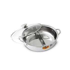 Nồi Lẩu 2 Ngăn Nắp Kính Inox 304 Thành Đô Đường Kính Miệng 26cm