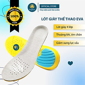 Lót giày thể thao EVA biết thở có rãnh chịu lực và gel chống thốn gót buybox BBPK26