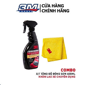 Combo Chai Xịt Tăng Độ Bóng Sơn 3M 39034 LT 400ml Và Khăn Lau Xe Chuyên