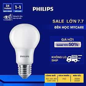Bóng đèn PHILIPS LEDBULB Mycare -Công suất (4W,6W,8W,10W,12W) bảo vệ mắt