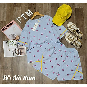 Đồ bộ bé gái, Bộ quần áo mùa hè cho bé gái hình trái tim phong cách từ 40-60kg chất cotton mềm mịn mát