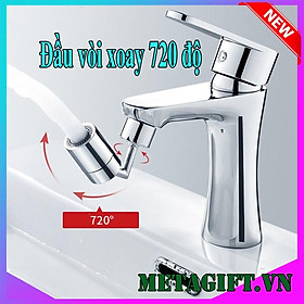 Đầu nối vòi nước, đầu vòi rửa bát chén tăng áp đa năng thông minh xoay 360 720 độ bồn rửa mặt inox