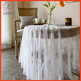 Mua Khăn trải bàn ren thêu hoa  tấm vải voan ren hoa làm phông nền chụp ảnh phong cách vintage