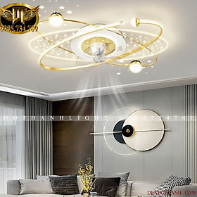 Mua Quạt ốp trần chung cư trần thấp  xoay 360 đèn led 3 chế độ sáng điều khiển từ xa hiện đại QTD