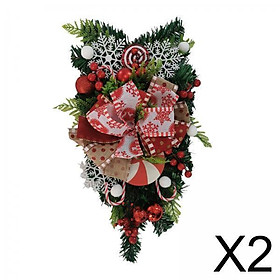 2x Christmas Teardrop Wreath Artificial Door Swag Garland for Holiday