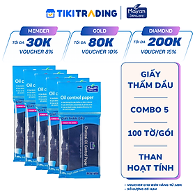 Combo 5 Giấy Thấm Dầu Mayan Than Hoạt Tính (100 Tờ)