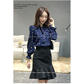 Q1200520 SET ÁO CHẤM BI PHỐI CHÂN VÁY ĐUÔI CÁ