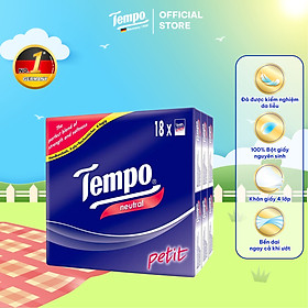 Khăn giấy bỏ túi cao cấp Tempo Petit 18 gói - 4 lớp bền dai, an toàn cho da - Thương hiệu Đức