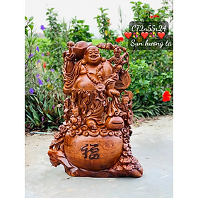 Mua Tượng phật di lặc ngũ phúc bằng gỗ sụn hương ta cực đẹp kt cao 72×55×24cm