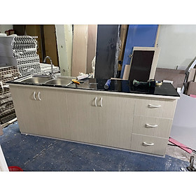 Mua Tủ Bếp Nhựa Đài Loan Cao 81cm Ngang 2m05 Bồn Đôi Màu Gỗ Sồi TB05