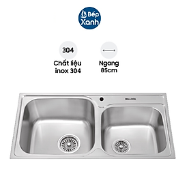 Chậu Rửa Chén Malloca MS 1011 NEW - Inox 304 - Ngang 85cm - Hàng Chính Hãng