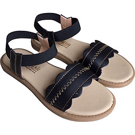 Sandal nữ  đế bệt Trường Hải da bò thật màu đen SD0133 HÌNH ẢNH THẬT