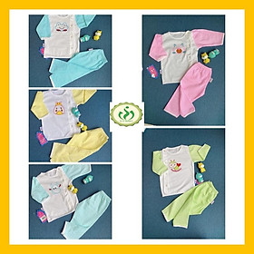 Bộ dài tay cotton cài vai cho bé sơ sinh, bộ sơ sinh cho bé gái