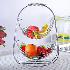 Fashion Iron Fruit Basket Living Room Double Layer Fruit Drain Storage Rack Kitchen Accessories