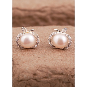 Bông tai bạc đính ngọc trai họa tiết quả táo thiết kế từ thương hiệu OPAL - YOT12-18