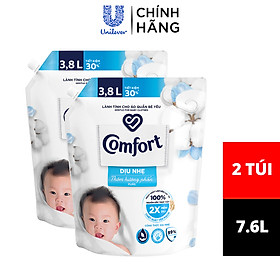 Combo 2 túi nước xả vải cho bé Comfort cho da nhạy cảm với công thức riêng dịu nhẹ 100% nguồn gốc thực vật - túi 3.8L