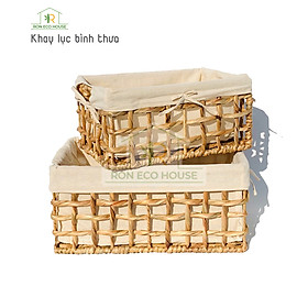 Mua Khay lục bình chữ nhật đan thưa đựng đồ kèm vải lót