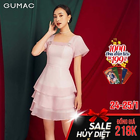 Đầm ôm nữ mới basic cổ U 3 tầng thời trang nữ GUMAC DB107
