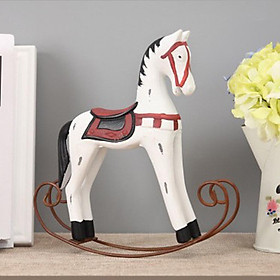Home Decorative Handmade Wooden Rocking Horse Ornament Wedding Decor Gray