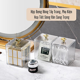 Mua Hộp đựng bông tẩy trang  phụ kiện  đồ trang điểm hộp vuông chất liệu PP cao cấp hoạ tiết sóng vân sang trọng HNTS25