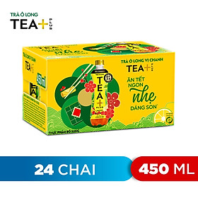 Thùng 24 Chai Trà Ô long Vị Chanh Tea+ (450ml/Chai)